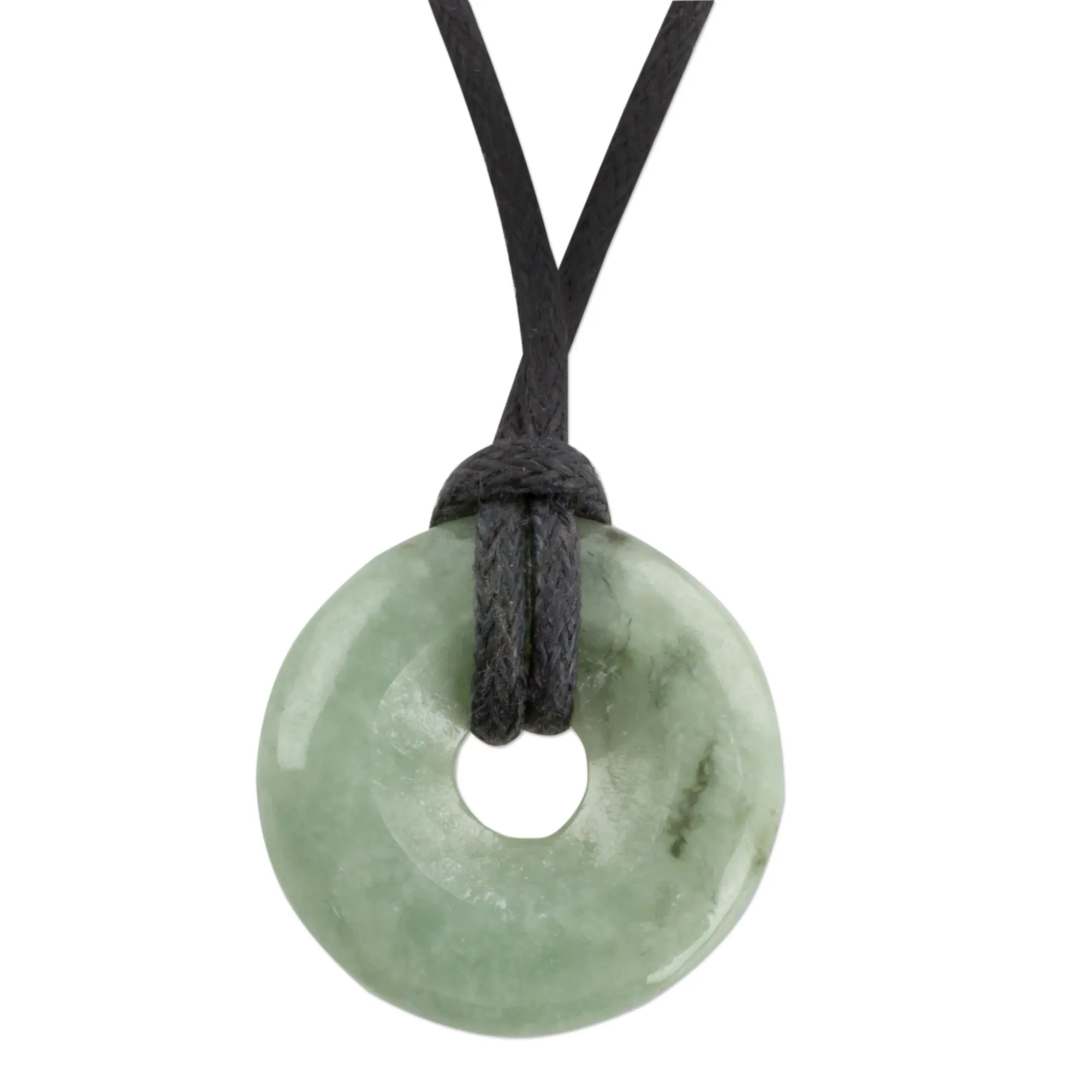 Light Green Circular Jade Pendant Necklace from Guatemala - Mayan Circle of Love | NOVICA