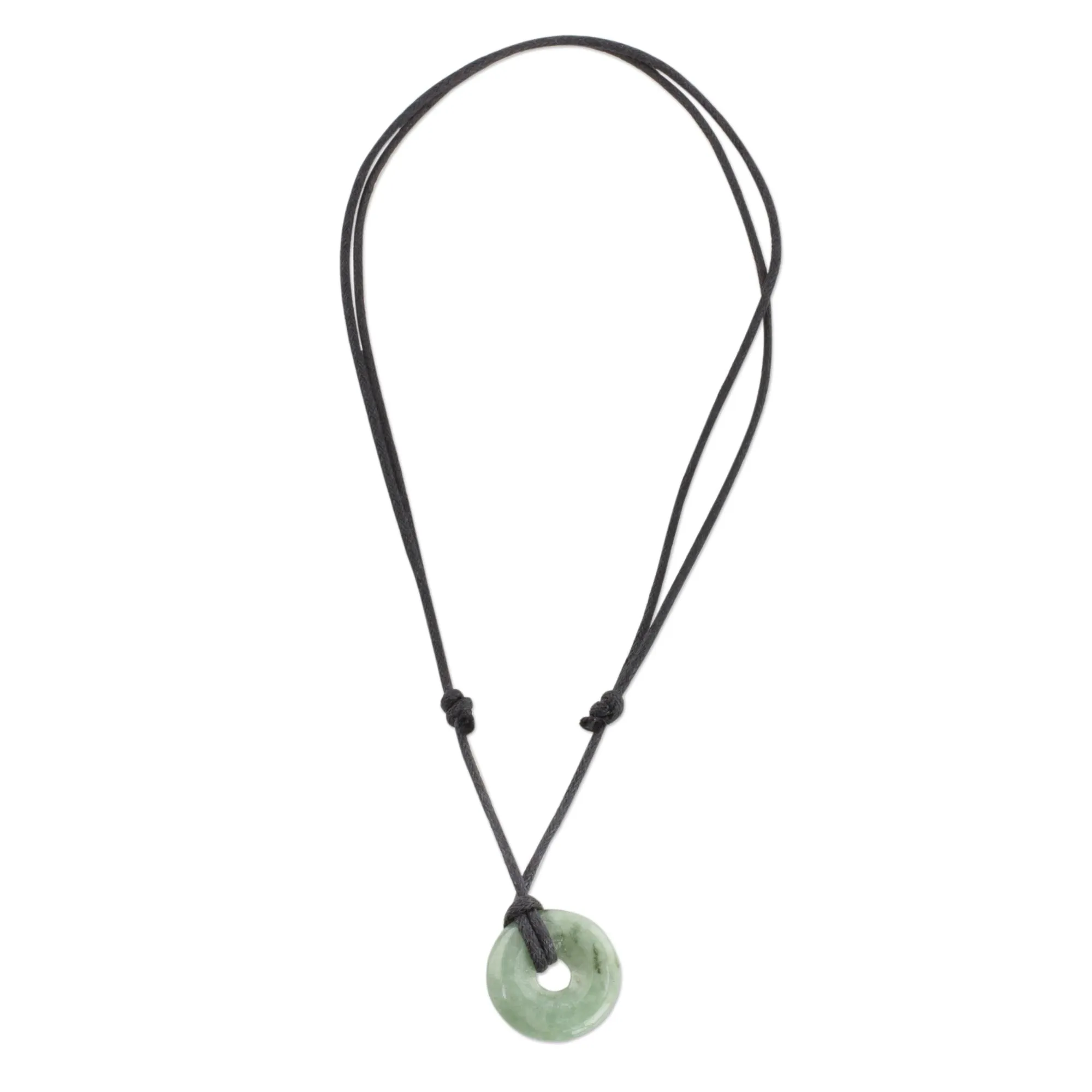 Light Green Circular Jade Pendant Necklace from Guatemala - Mayan Circle of Love | NOVICA