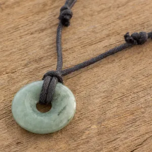 Light Green Circular Jade Pendant Necklace from Guatemala - Mayan Circle of Love | NOVICA