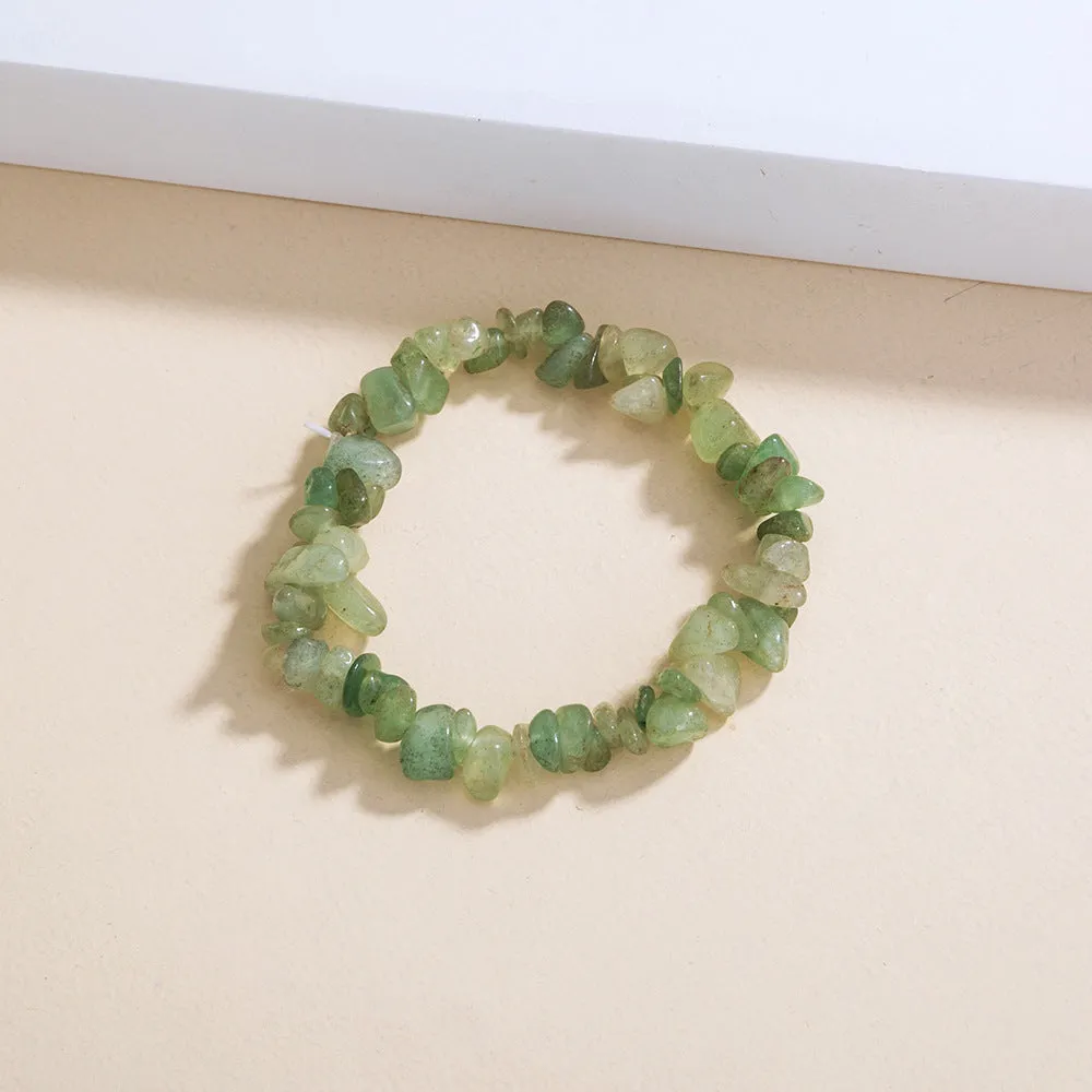 Light Green Turquoise Natural Rough Stone Elastic Bracelet