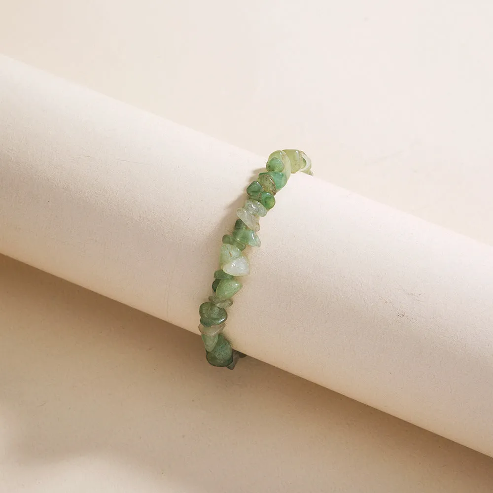 Light Green Turquoise Natural Rough Stone Elastic Bracelet