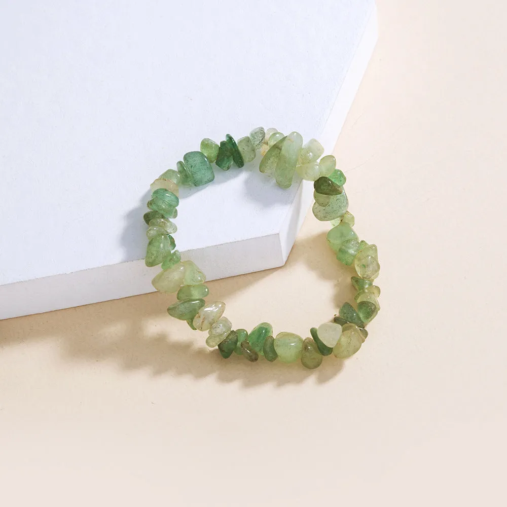 Light Green Turquoise Natural Rough Stone Elastic Bracelet