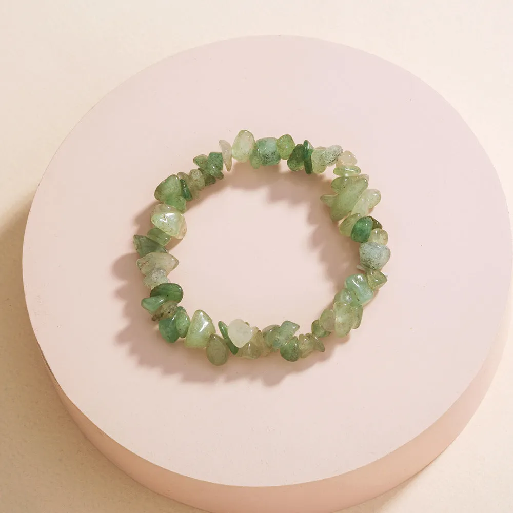 Light Green Turquoise Natural Rough Stone Elastic Bracelet