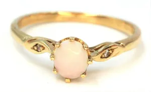 Light Opal & Diamond 9ct Yellow Gold Ring