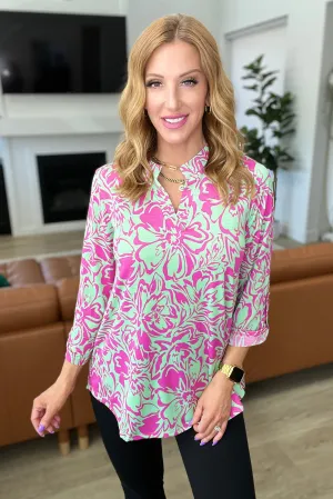 Lizzy Top in Emerald Pink Floral - Dear Scarlett