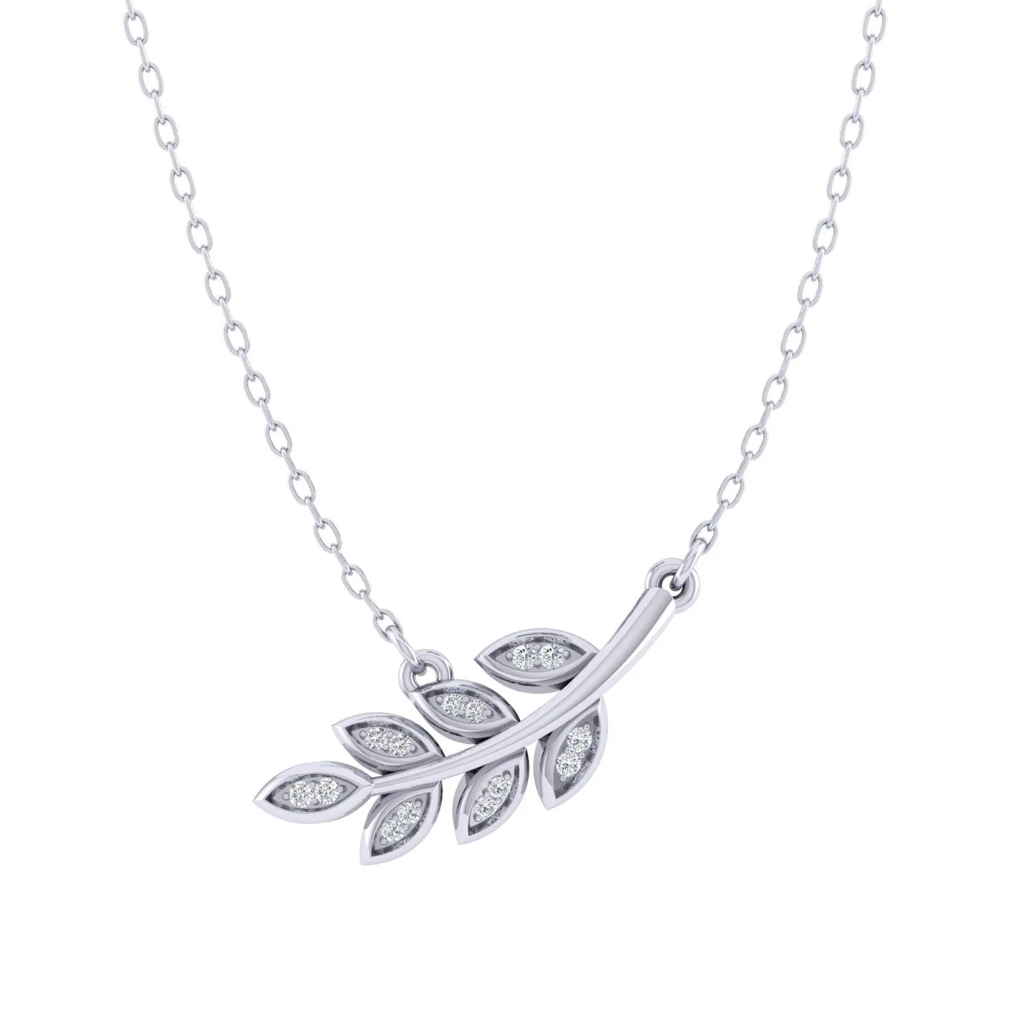 Lucky Leaf 1/20 Cttw Natural Diamond Pendant Necklace set in 925 Sterling Silver