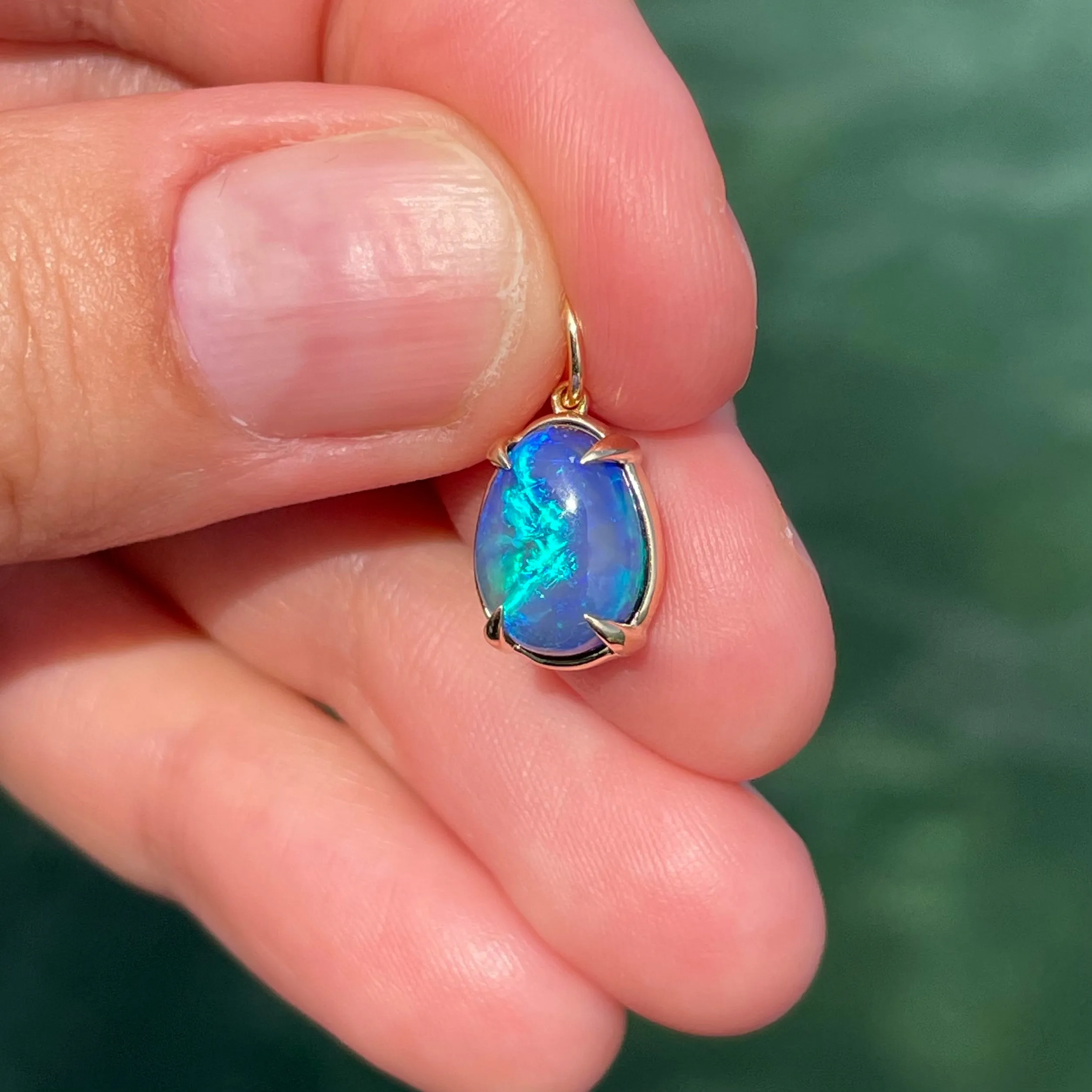 Medium Oval Lightning Ridge Opal Pendant