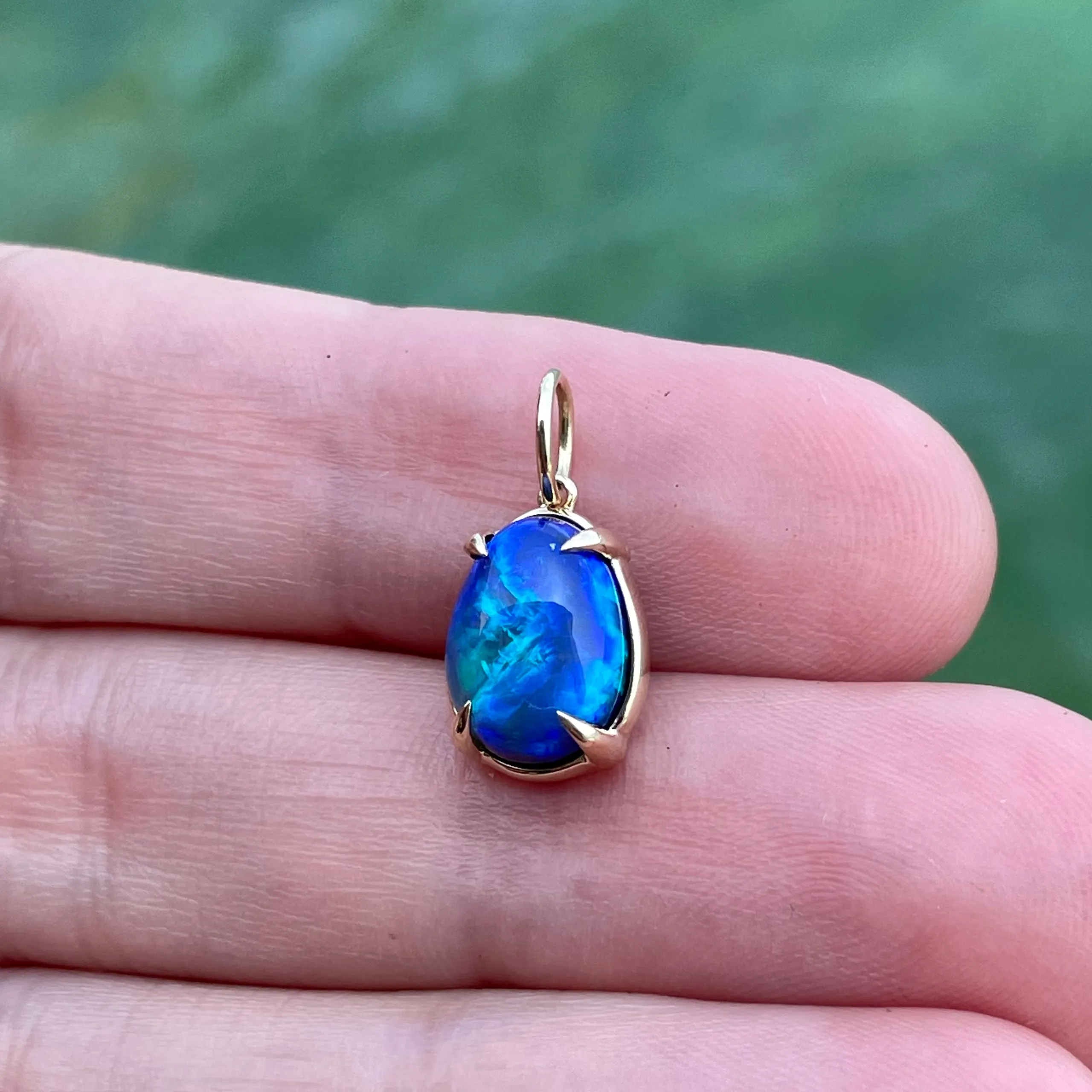 Medium Oval Lightning Ridge Opal Pendant