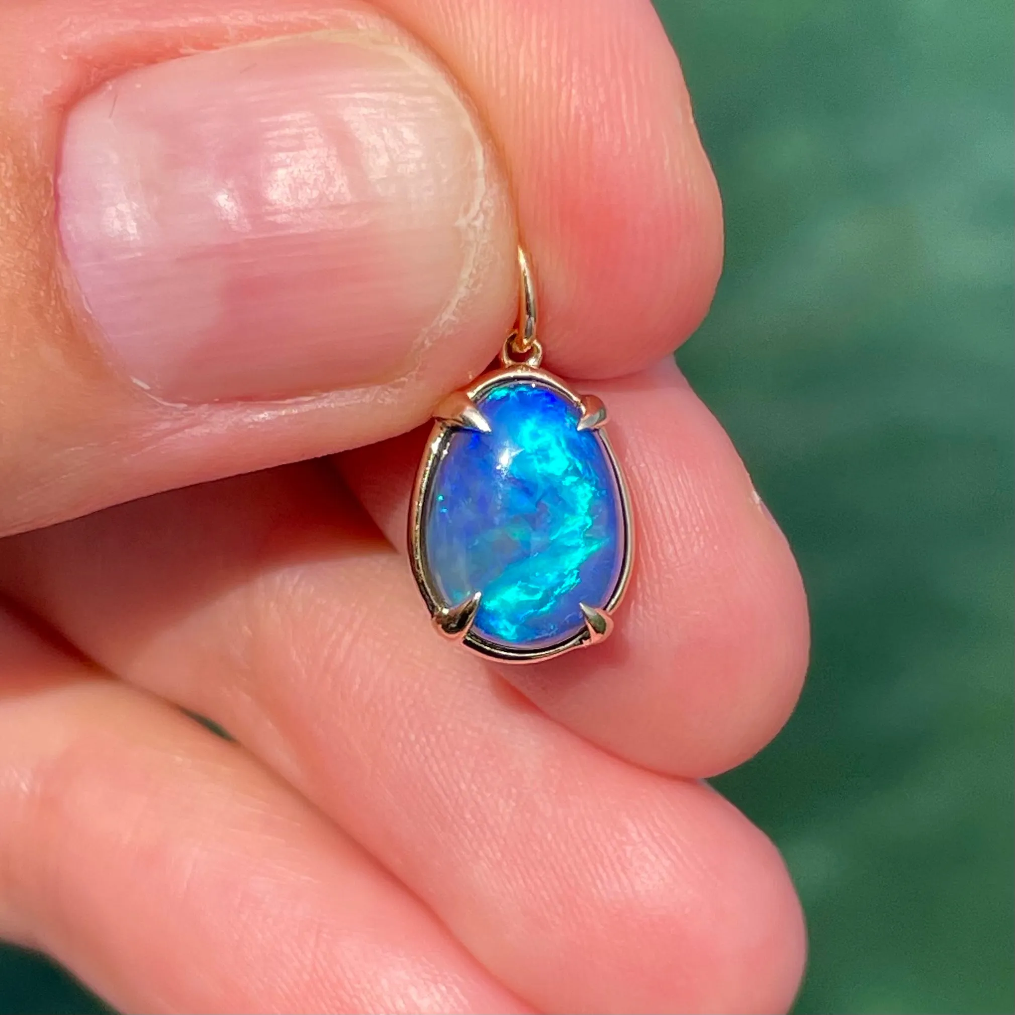 Medium Oval Lightning Ridge Opal Pendant