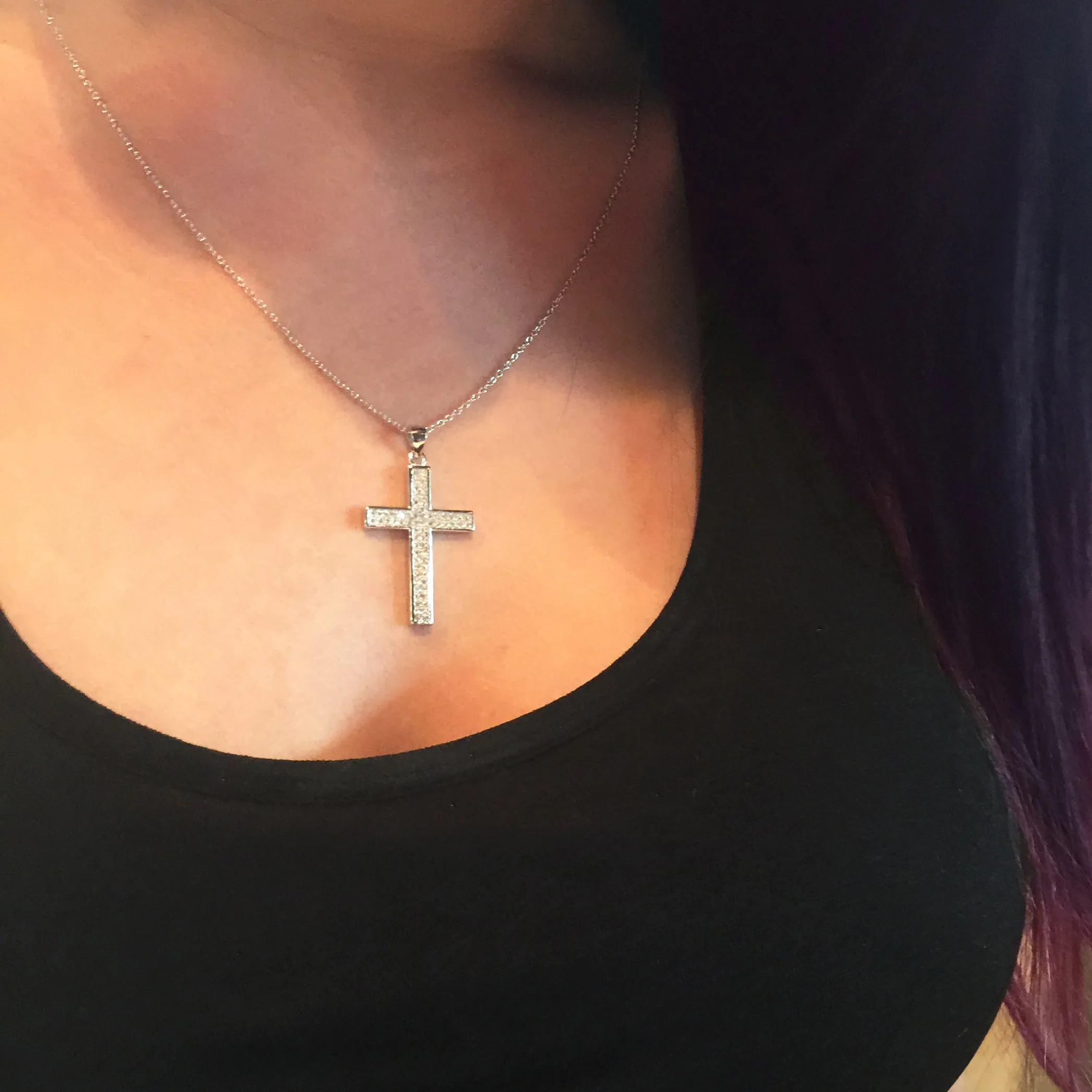 Micropave Large Cross Necklace