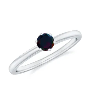 Minimal Black Opal Solitaire Promise Ring in Gold