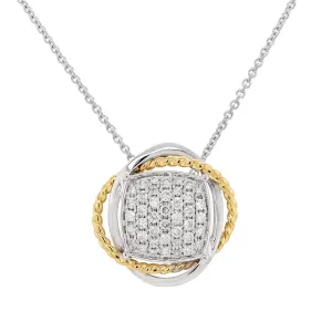 MODERN TWO-TONE GOLD DIAMOND PENDANT NECKLACE, .27 CT TW