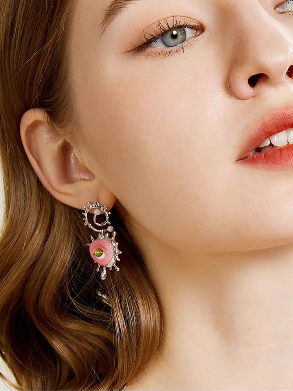 MUKTANK X QUANDO Pink Monster Sterling Silver Earrings