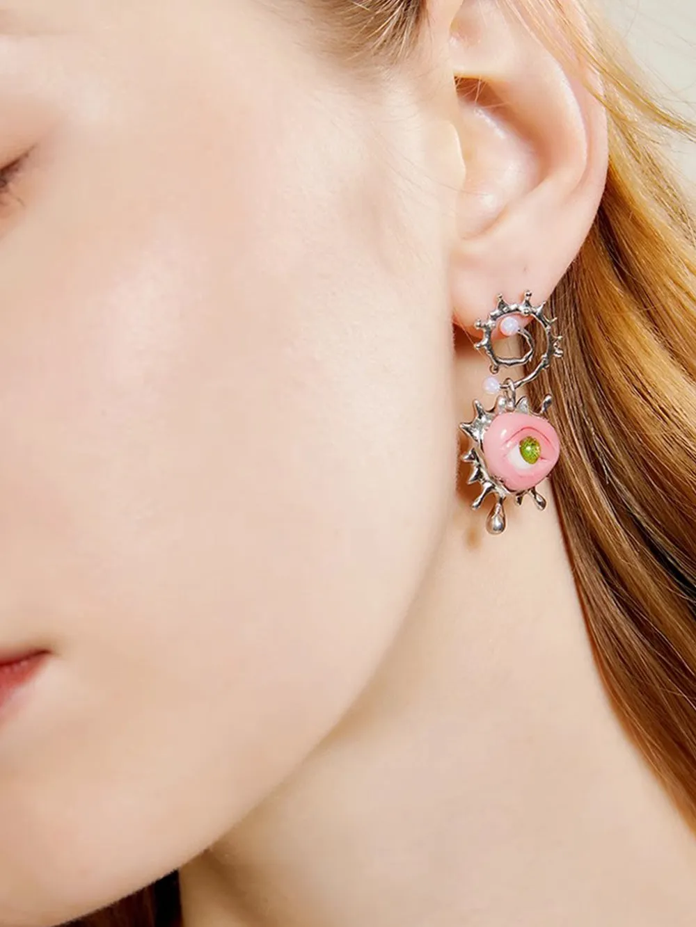 MUKTANK X QUANDO Pink Monster Sterling Silver Earrings