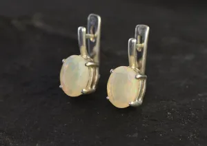 Natural Opal Earrings - Ethiopian Opal Studs, White Bridal Earrings