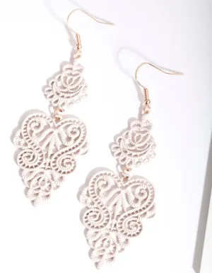 Neutral Large Filigree Drop Earrings