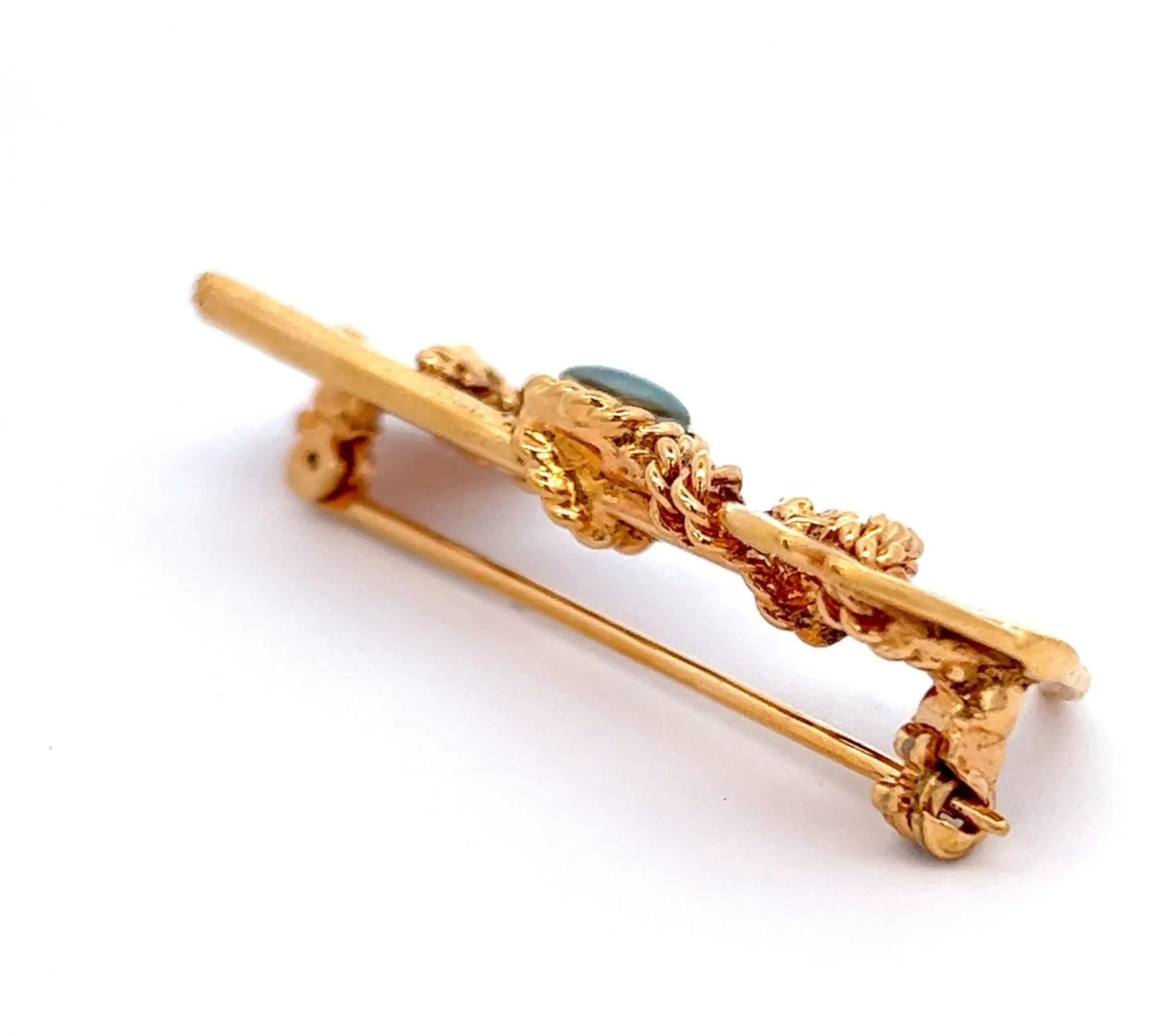 Opal Gold Plated Miners Brooch with Pick & Shovel