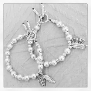 PEACE FEATHER & LEAF BRACELET