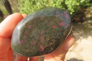 Polished Ruby Corundum In Chrome Verdite Standing Free Forms x 5 From Zimbabwe