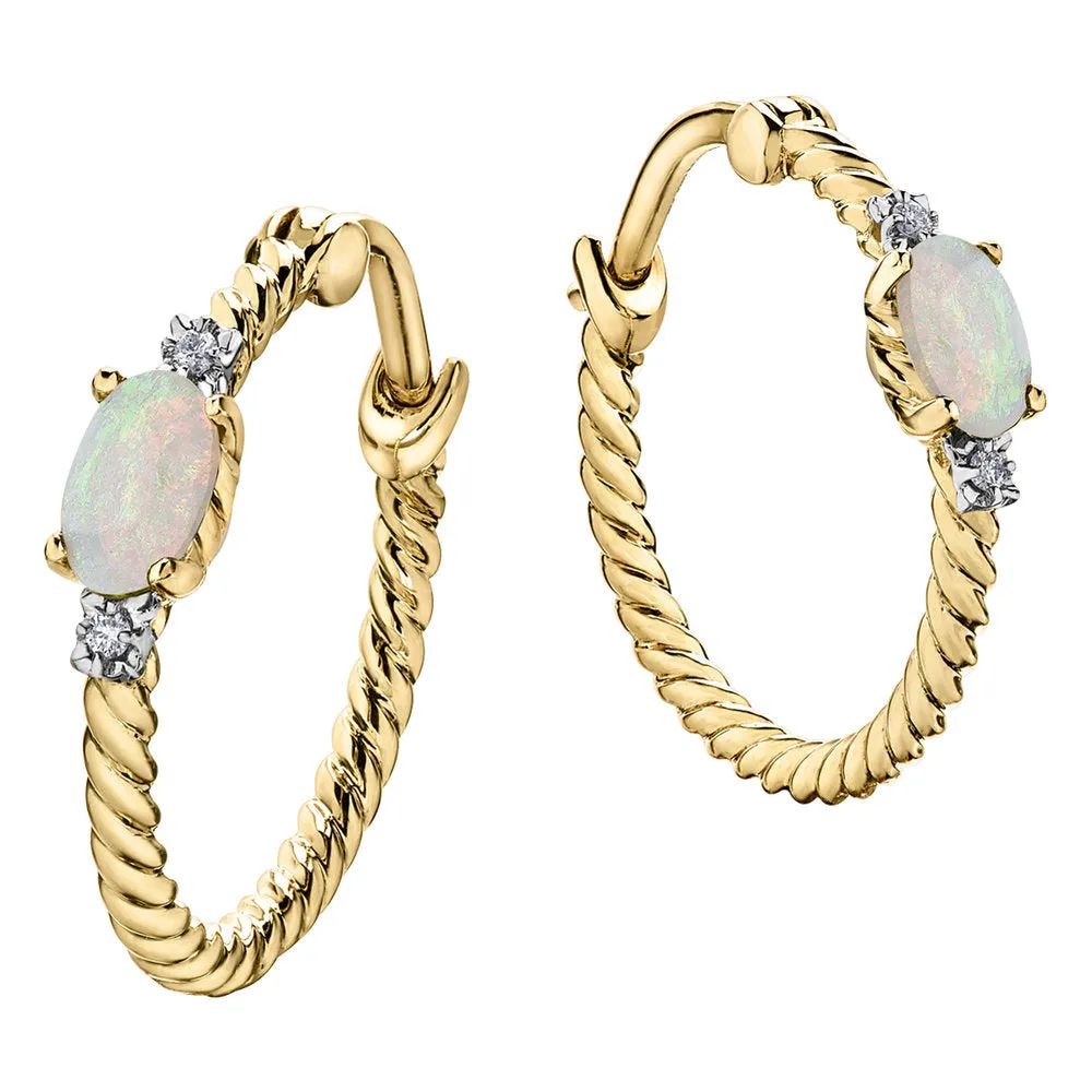 "OPHILIA" OPAL DIAMOND HOOPS