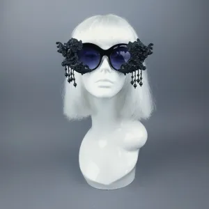 "Volupta" OTT Statement Black Cherub Filigree & Beading Sunglasses