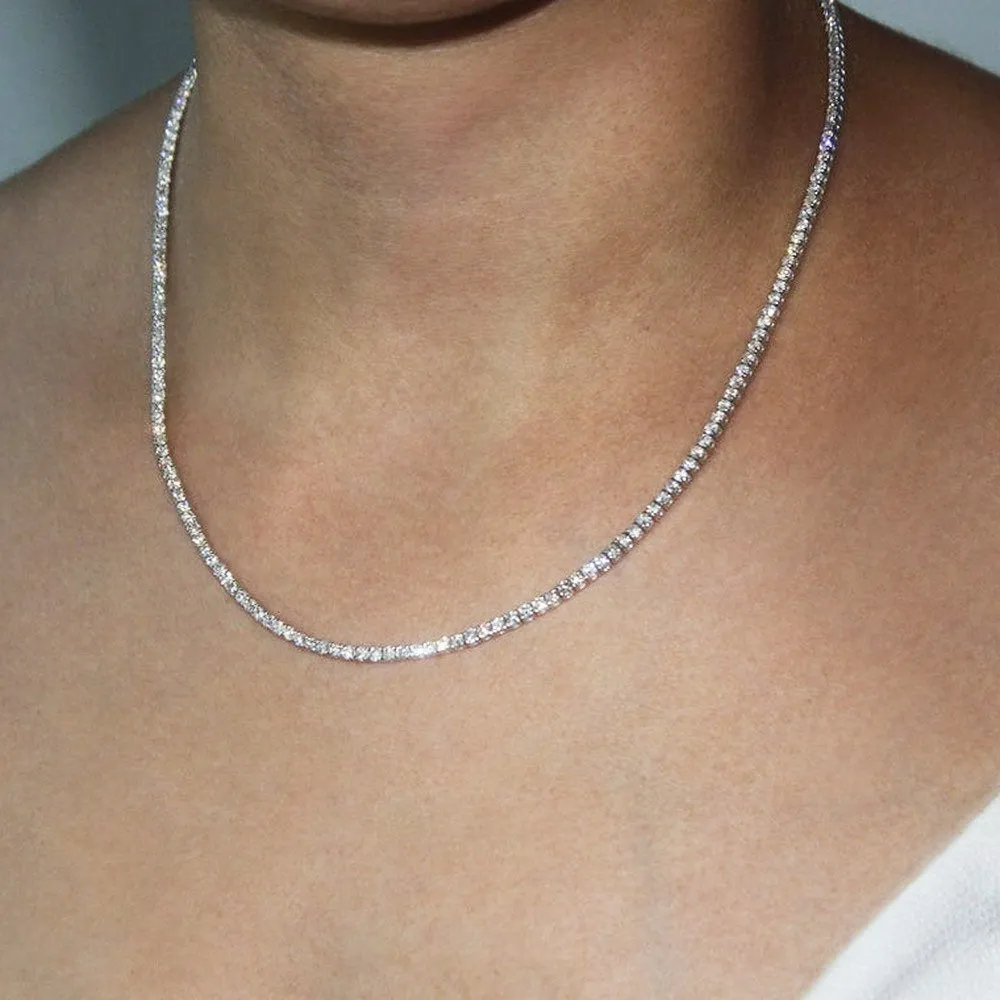 Ready to Ship Diamond Tennis Necklace (7.50 ct.) 2.2 mm 4-Prongs Setting in 14K Gold