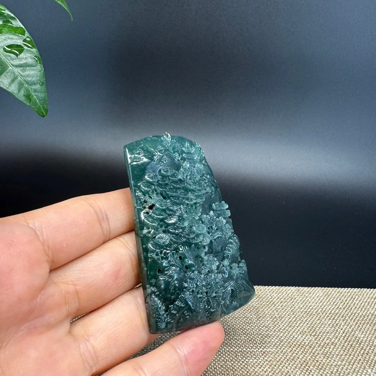 RealJade® Co. High Natural Guatemalan Blue Jadeite Jade Landscape Pendant