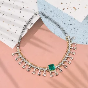 Regal Radiance: Sangeeta Boochra Silver Emerald Necklace