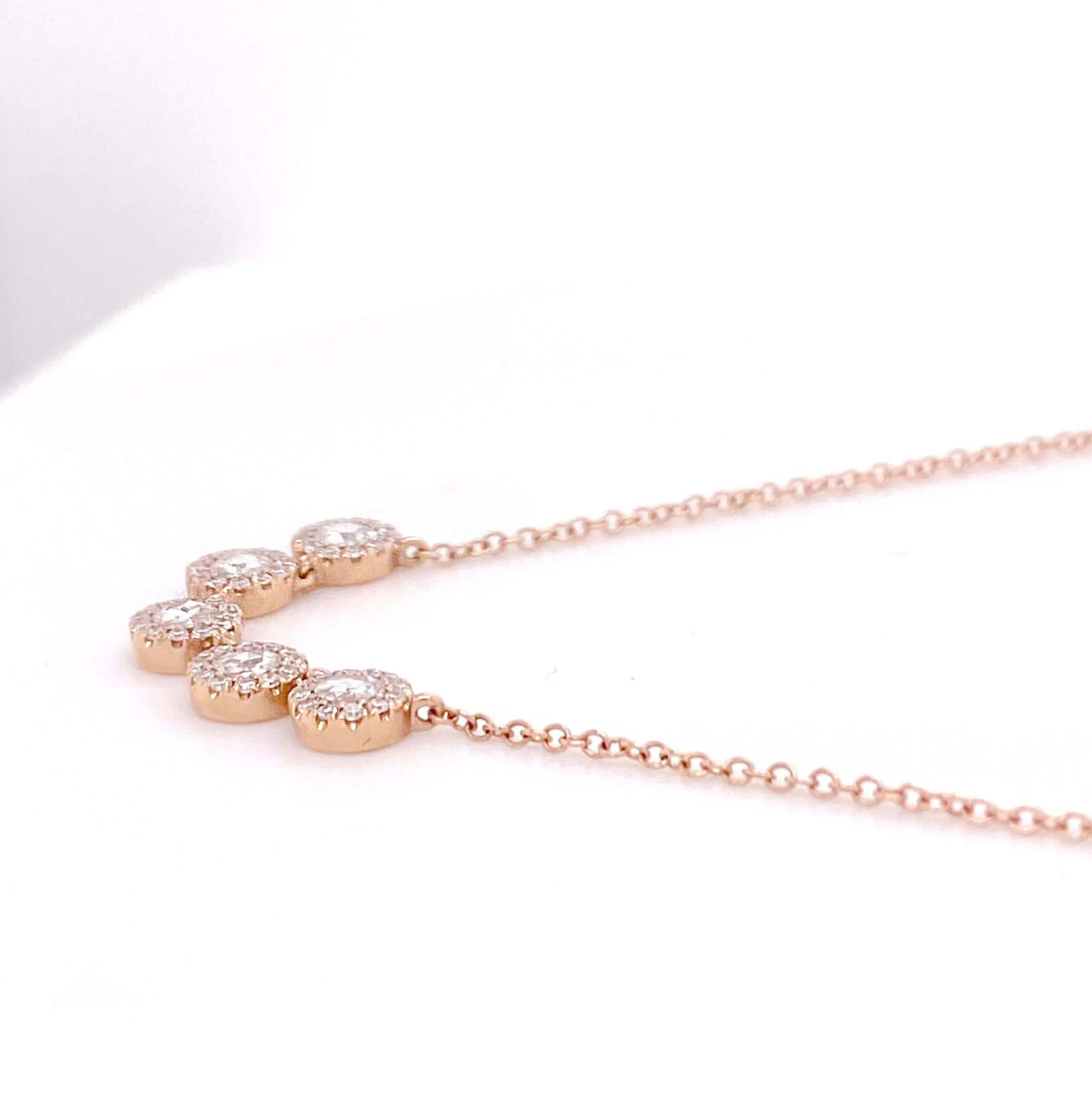 Rose Cut Diamond Halo Necklace