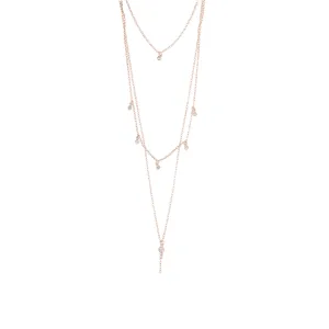 Rose Gold Stone Drop Triple Layer Choker