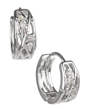 Round CZ Filigree Hoop Earrings