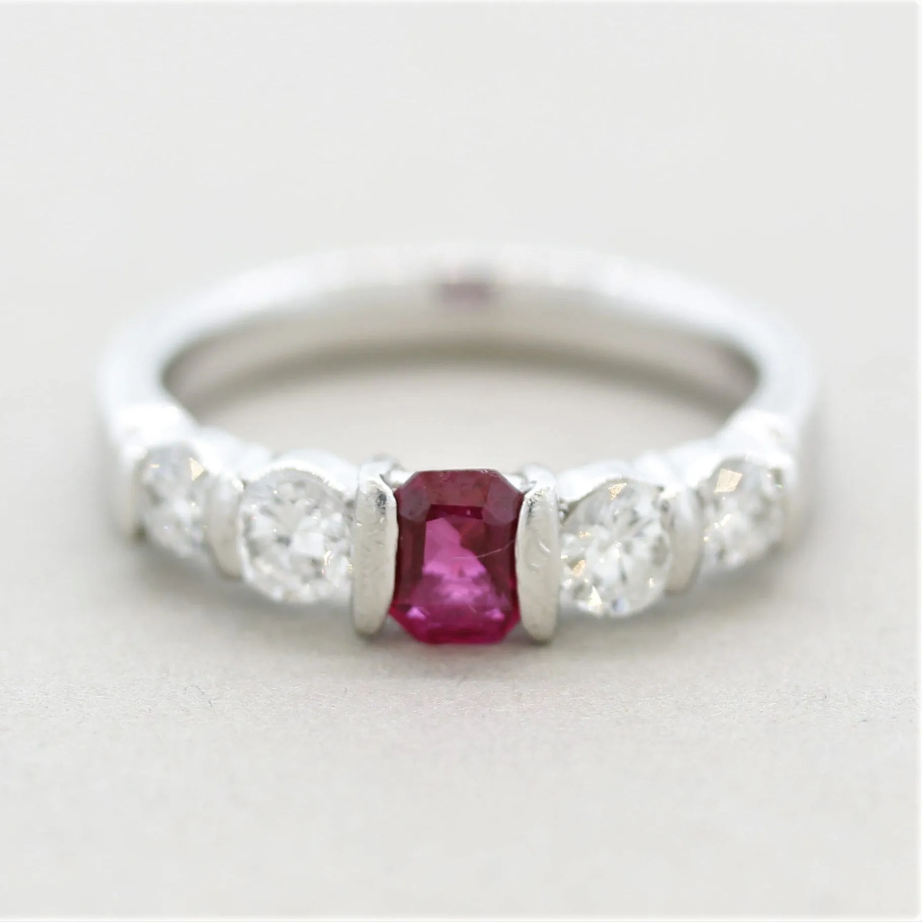 Ruby Diamond Platinum Band Ring