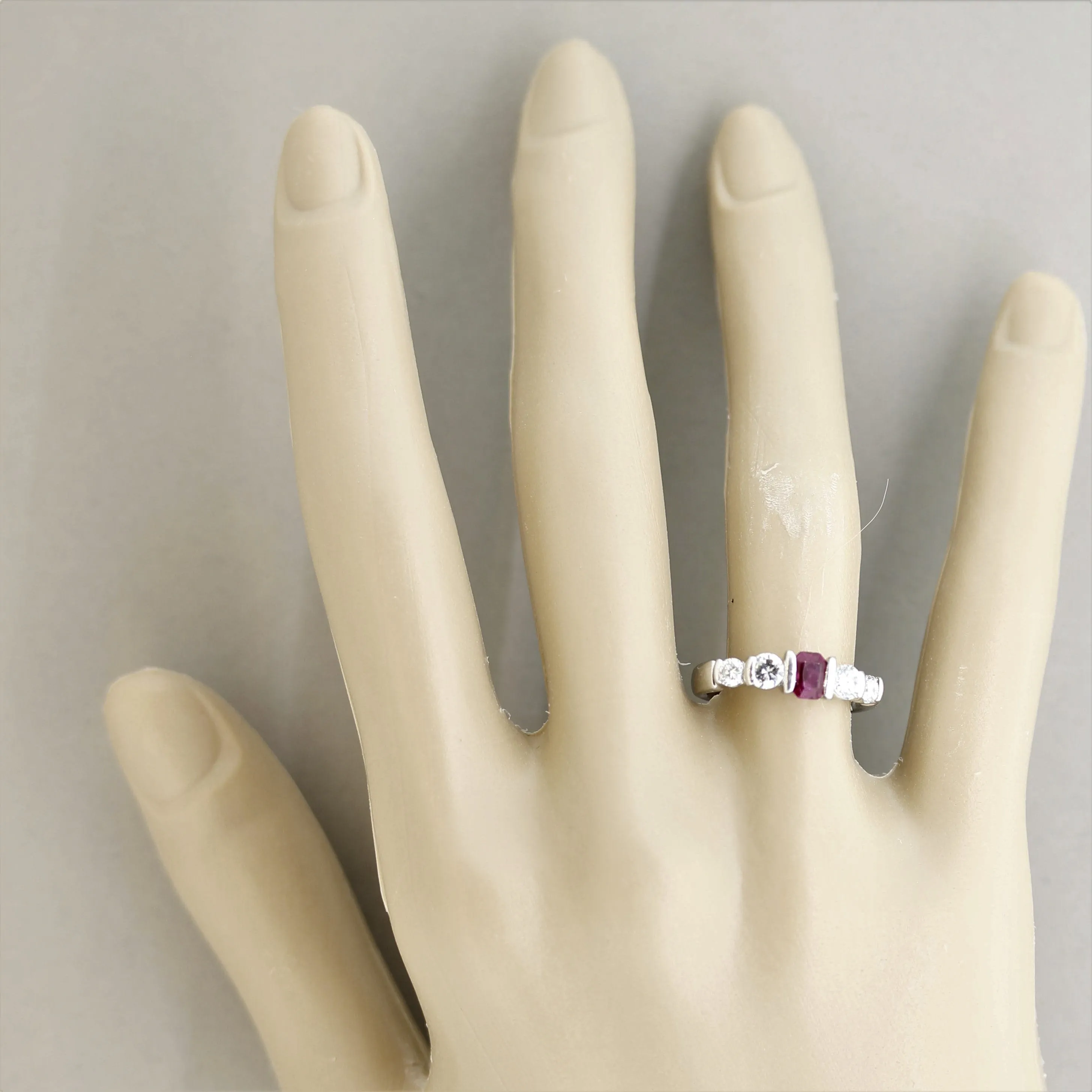 Ruby Diamond Platinum Band Ring