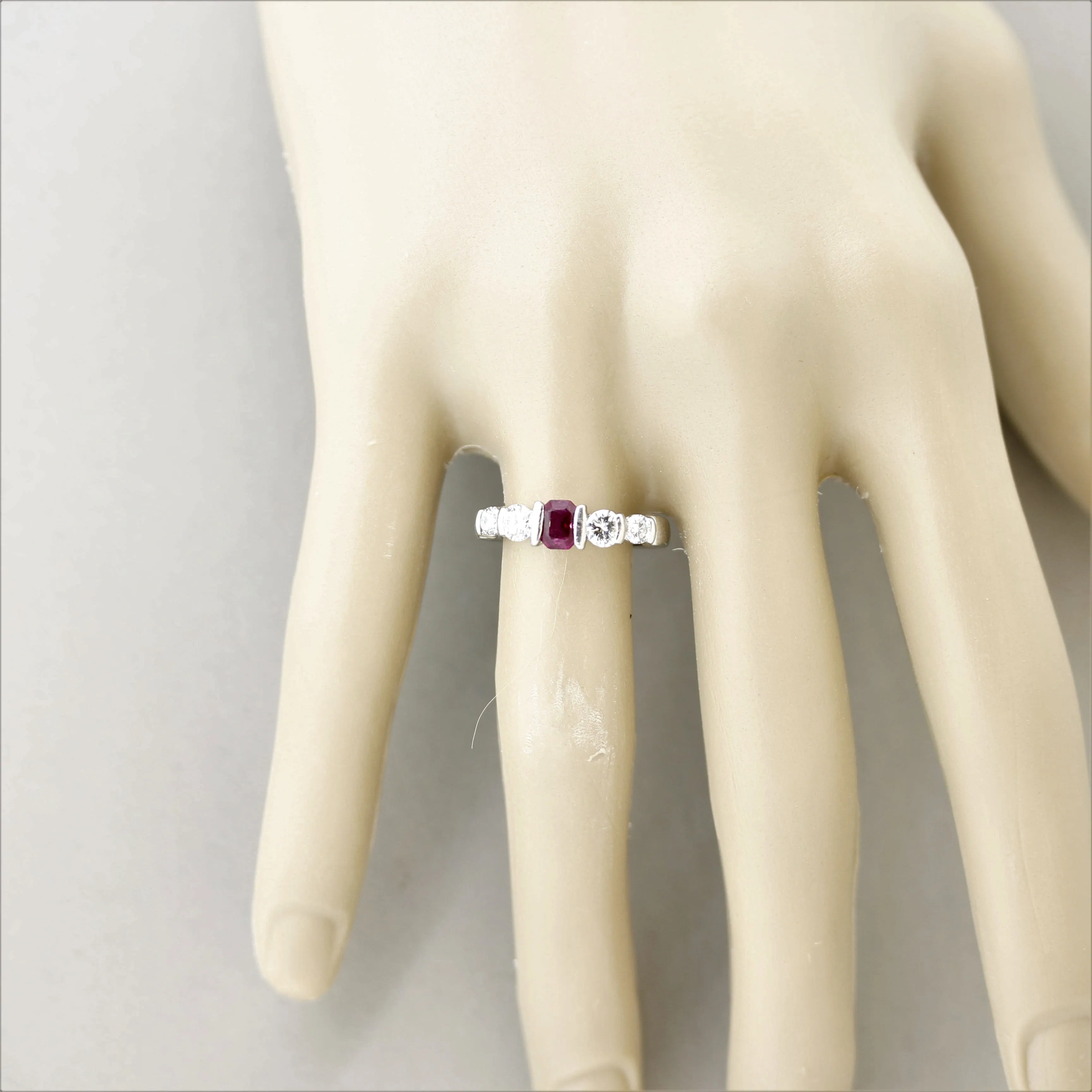 Ruby Diamond Platinum Band Ring