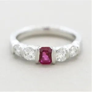 Ruby Diamond Platinum Band Ring