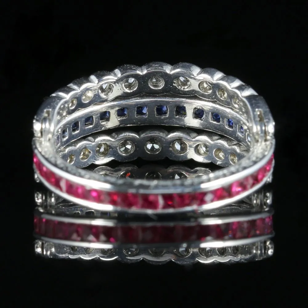 Ruby Diamond Sapphire Eternity Flip Ring Can Be Worn Four Ways