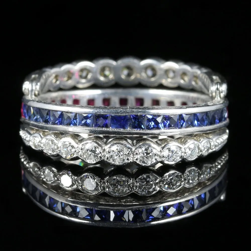 Ruby Diamond Sapphire Eternity Flip Ring Can Be Worn Four Ways