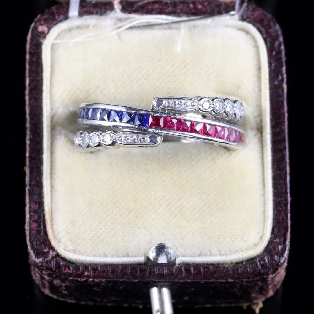 Ruby Diamond Sapphire Eternity Flip Ring Can Be Worn Four Ways