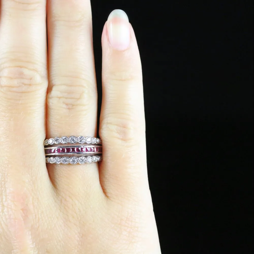 Ruby Diamond Sapphire Eternity Flip Ring Can Be Worn Four Ways