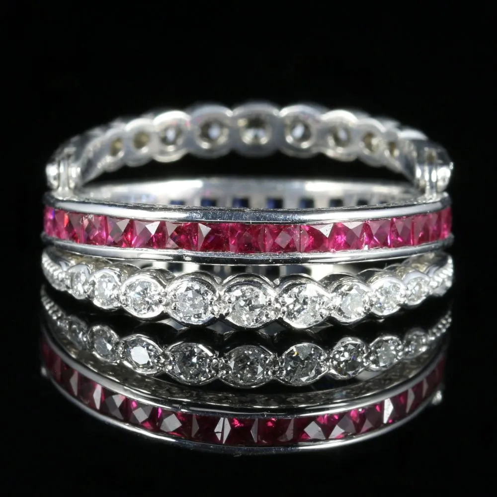 Ruby Diamond Sapphire Eternity Flip Ring Can Be Worn Four Ways