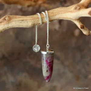 Ruby Feldspar Crystal Pendulum .925 SS