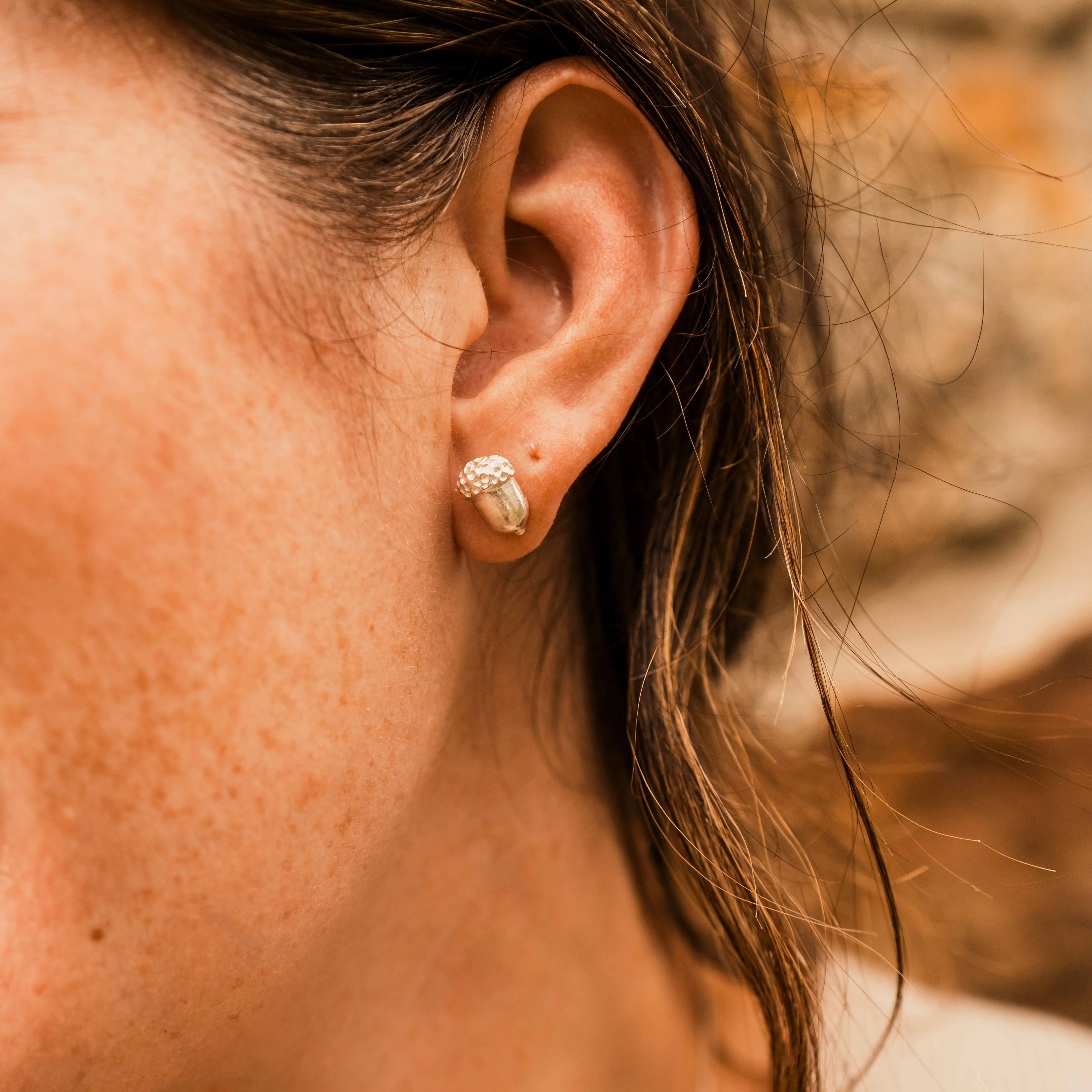 Silver Acorn Stud Earrings - Hadrian's Wall Path Symbol