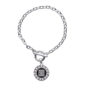 Silver Bingo Circle Charm Toggle Bracelet