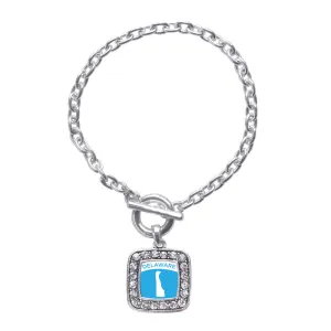 Silver Delaware Outline Square Charm Toggle Bracelet