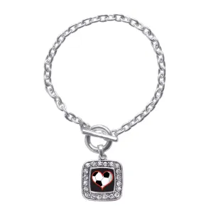 Silver Heart Of A Soccer Player Square Charm Toggle Bracelet