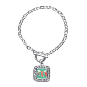 Silver Holiday Stockings Square Charm Toggle Bracelet