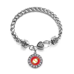 Silver Marine Symbol Circle Charm Braided Bracelet