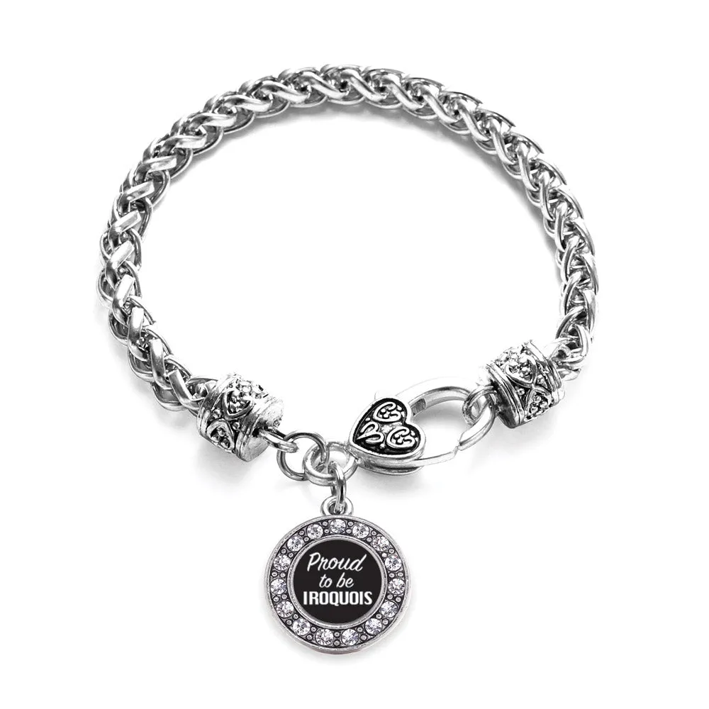 Silver Proud To Be Iroquois Circle Charm Braided Bracelet