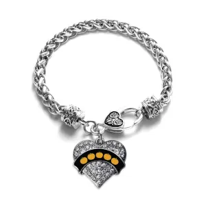 Silver Pumpkins Pave Heart Charm Braided Bracelet