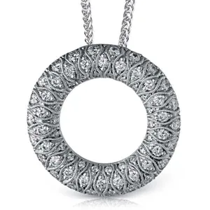 Simon G. Intricate Filigree Flower Diamond Circle Pendant